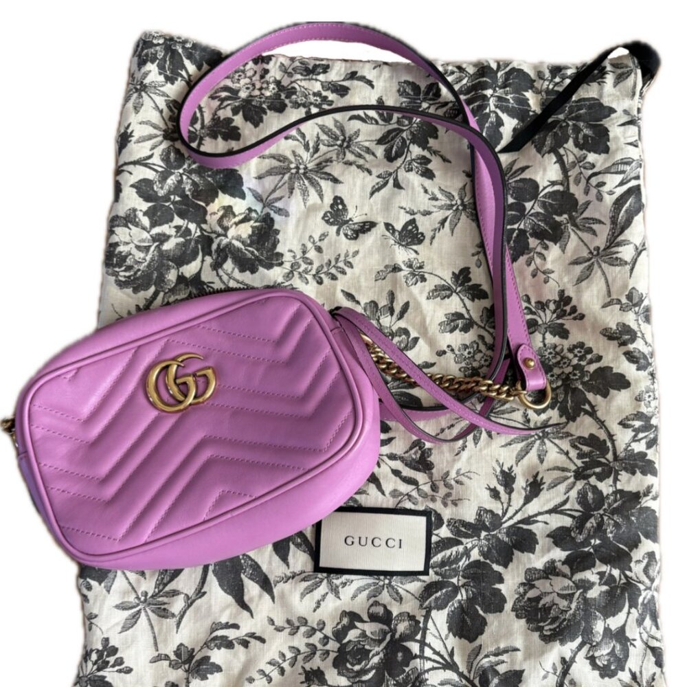 Gucci GG Marmont Crossbody Small Pink Purple Leather